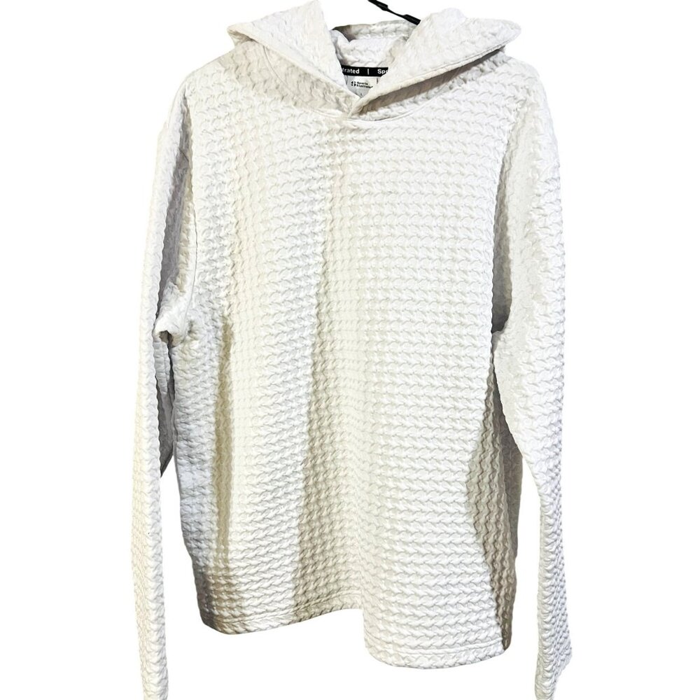 Sports Illustrated White Textured Hooded Long Sleeve Pullover Large